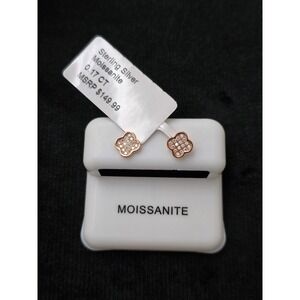 Moissanite Clover Rose Gold Tone Earrings